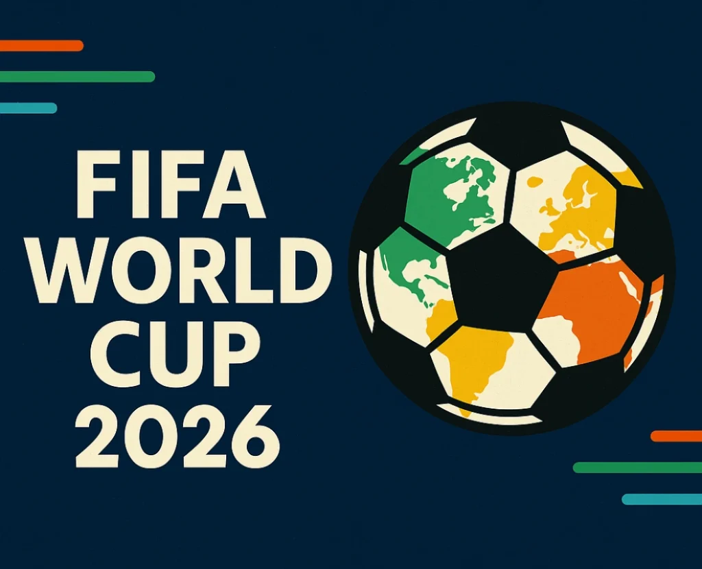 FIFA World Cup 2026 logo graphic with stylized world map on soccer ball